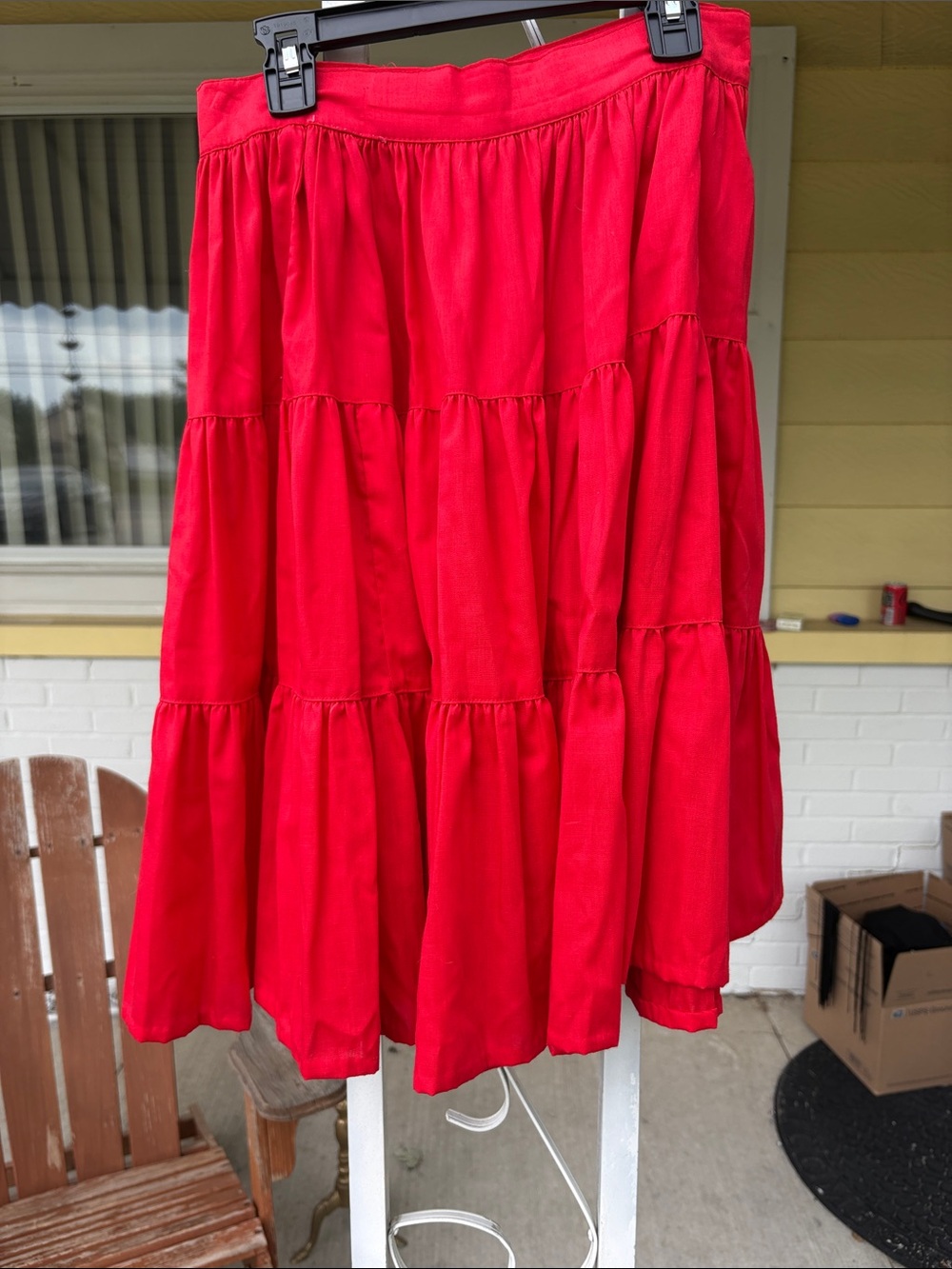 Women's Red Tiered Skater Skirt